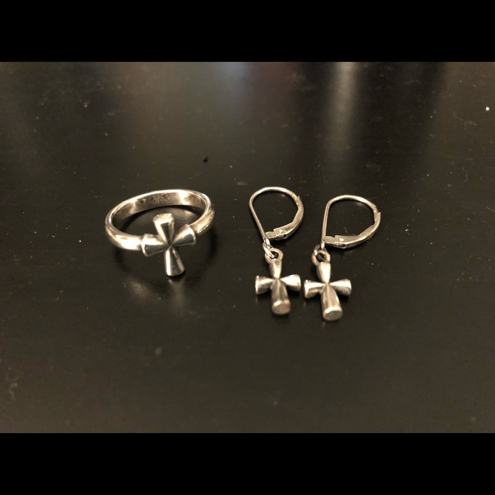 Sterling silver James Avery earrings and ring